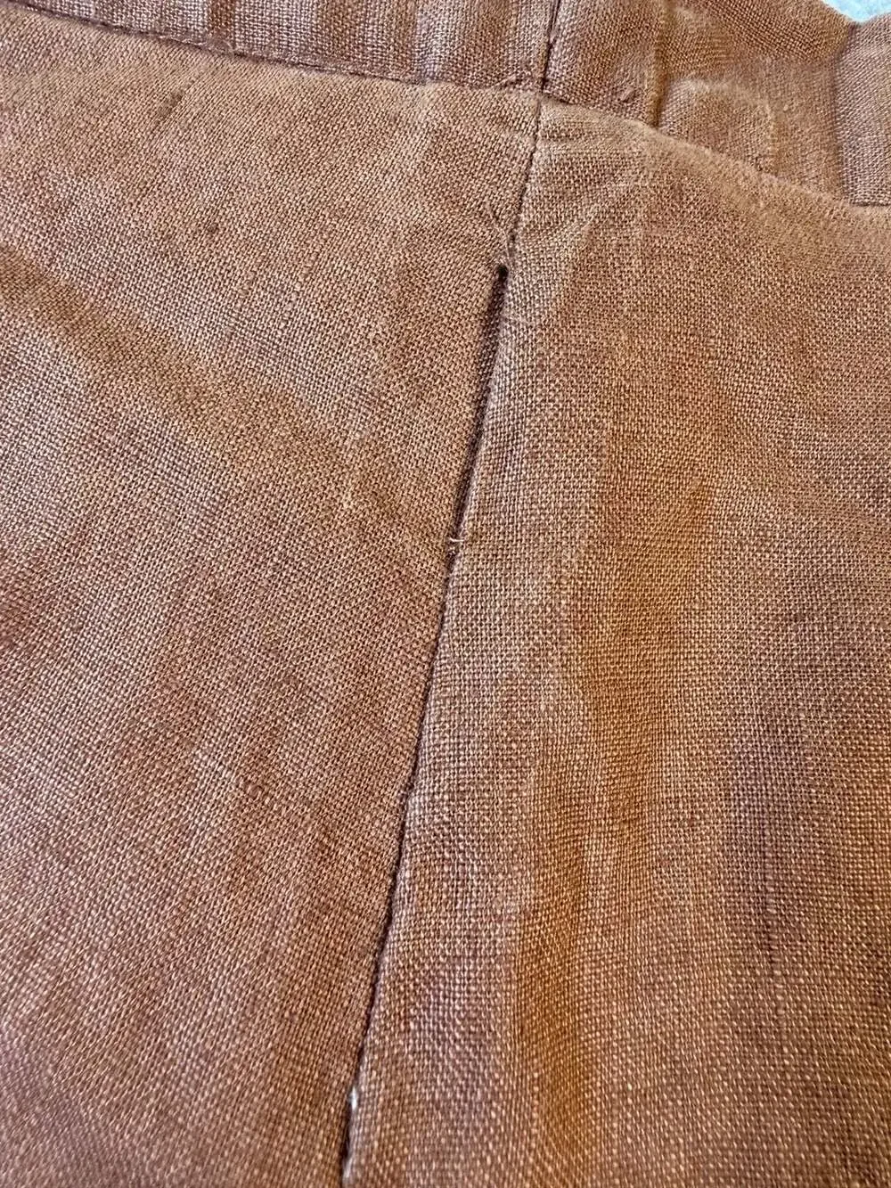 Syllables 100% Linen Brown Pleated Trousers Pants Size 34